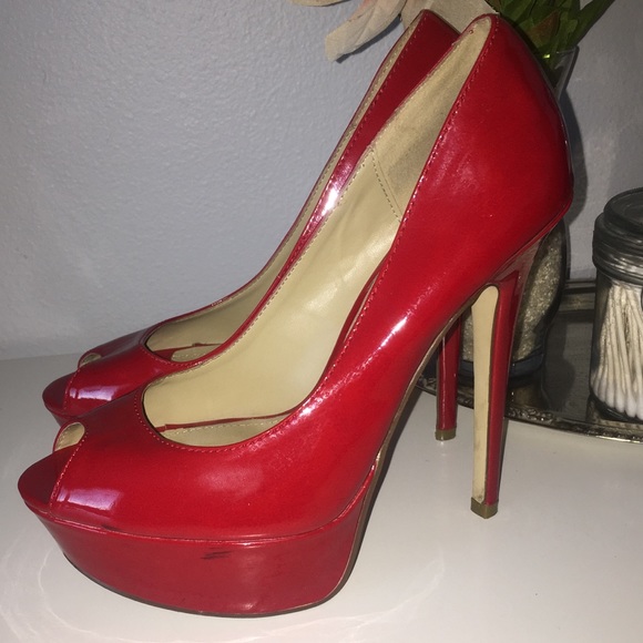 Red Aldo Peep toe heels 👠 - Picture 4 of 6
